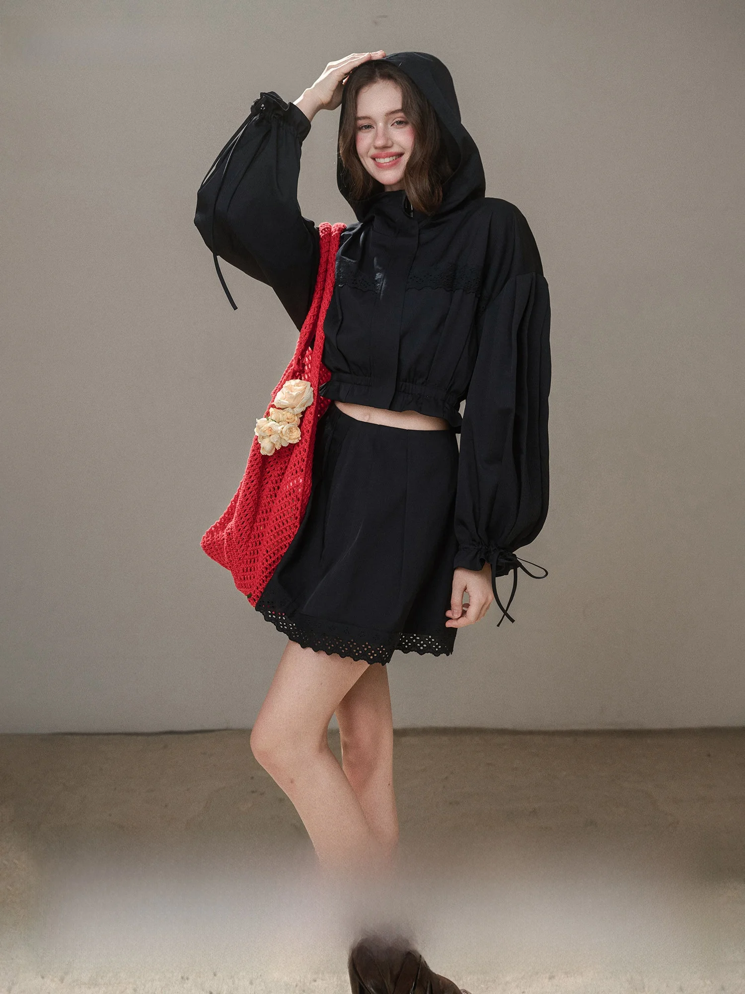 

Galaxy Eternal Comfortable l Cotton Jaet And ort Skirt Set Simple Faion Anti-aging Ensemble for Young Women