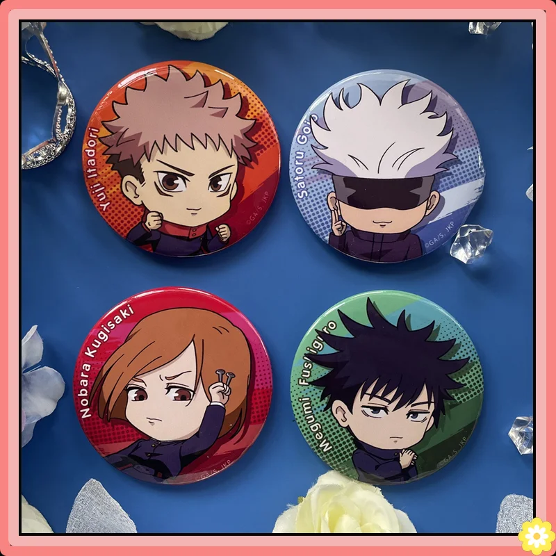 

Jujutsu Kaisen Q Version Tinplate Badge Anime Peripheral Products Satoru Gojo Geto Suguru Yuji Megumi Reflective Badge Original