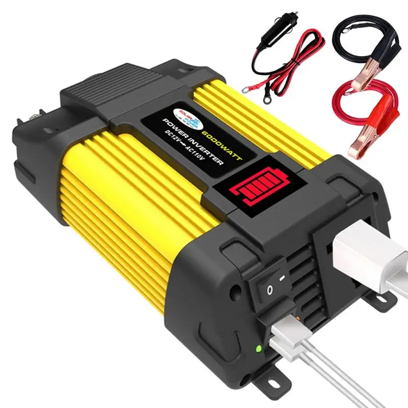 Car Power Inverter Sine Wave Car Inverter With LED Voltage Display Screen -In Fuse Travel Use Car Power Converter For Cell