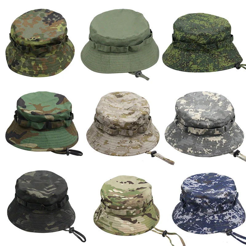 Tactical Camouflage Boonie Hat Multicam Men Sports Hunting Cap Fishing Hiking Climbing Summer Windproof Sun Hats