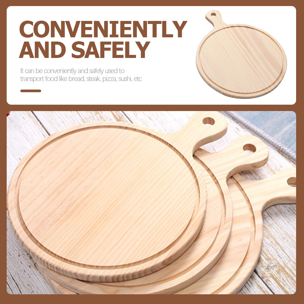 22 Wooden Pizza Board Round With Hand Baking Tray Cutting Platter Cake Bakeware Tools Oven Diameter board with Stone Sliding