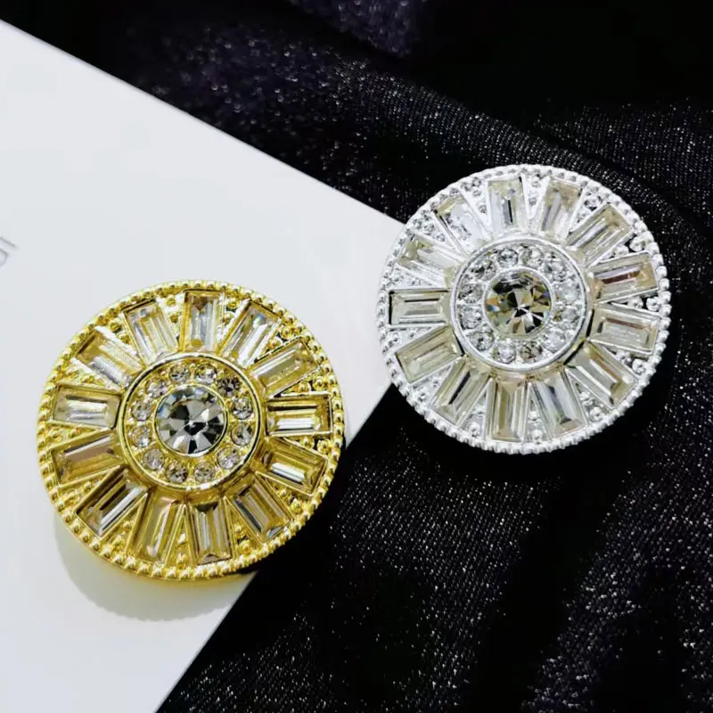 Vintage-Strass-Metallknöpfe, luxuriöser Diamant-Mantel, Jacke, Anzug, Windjacke, Kleidung, dekorative Knöpfe für Damen, 6 Stück – Detail 1