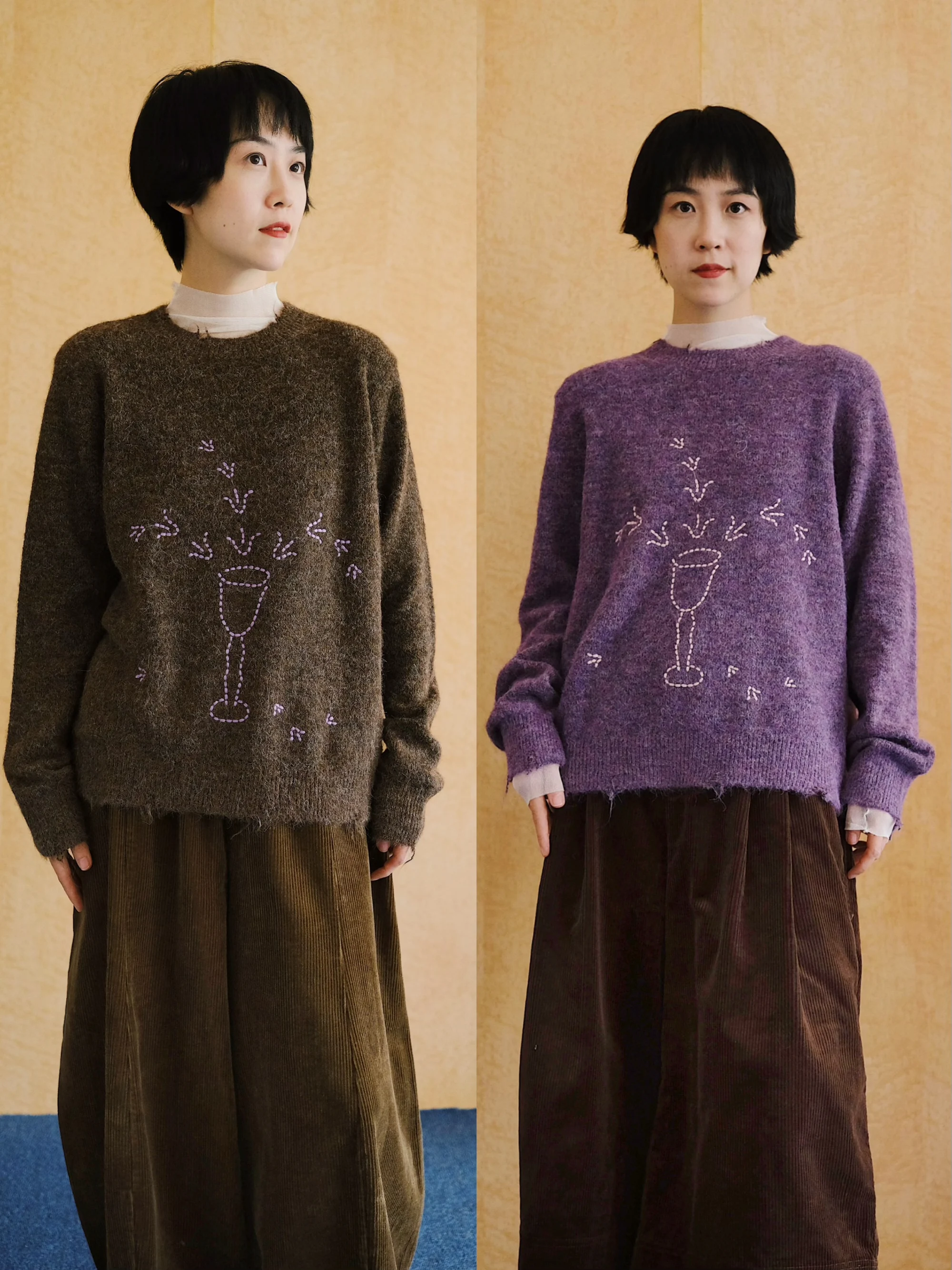 

Wassaw Original Pattern Lazy Loose Hole Floral Sweater Overhead Women's Loose Fit Long Sve Polyester Blend Knitwear