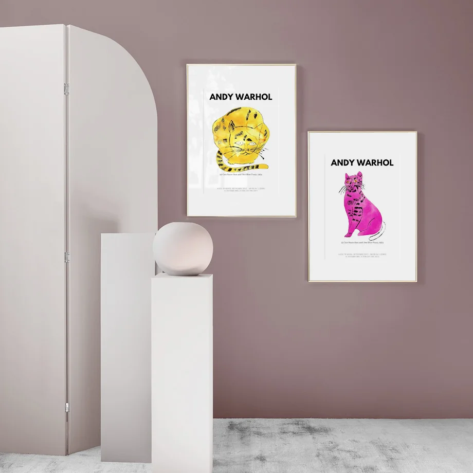 Andy Warhol-pintura en lienzo de gato abstracto para pared, carteles nórdicos e impresiones, imagen de pared moderna para decoración del hogar y sala de estar