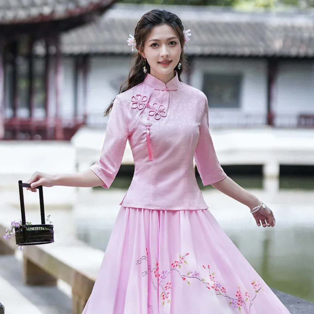 Y2k Top Harajuku T-shirt Camicie vintage per le donne Abbigliamento Abiti di moda Stile etnico Cinese Qipao Cheongsam Streetwear Tees