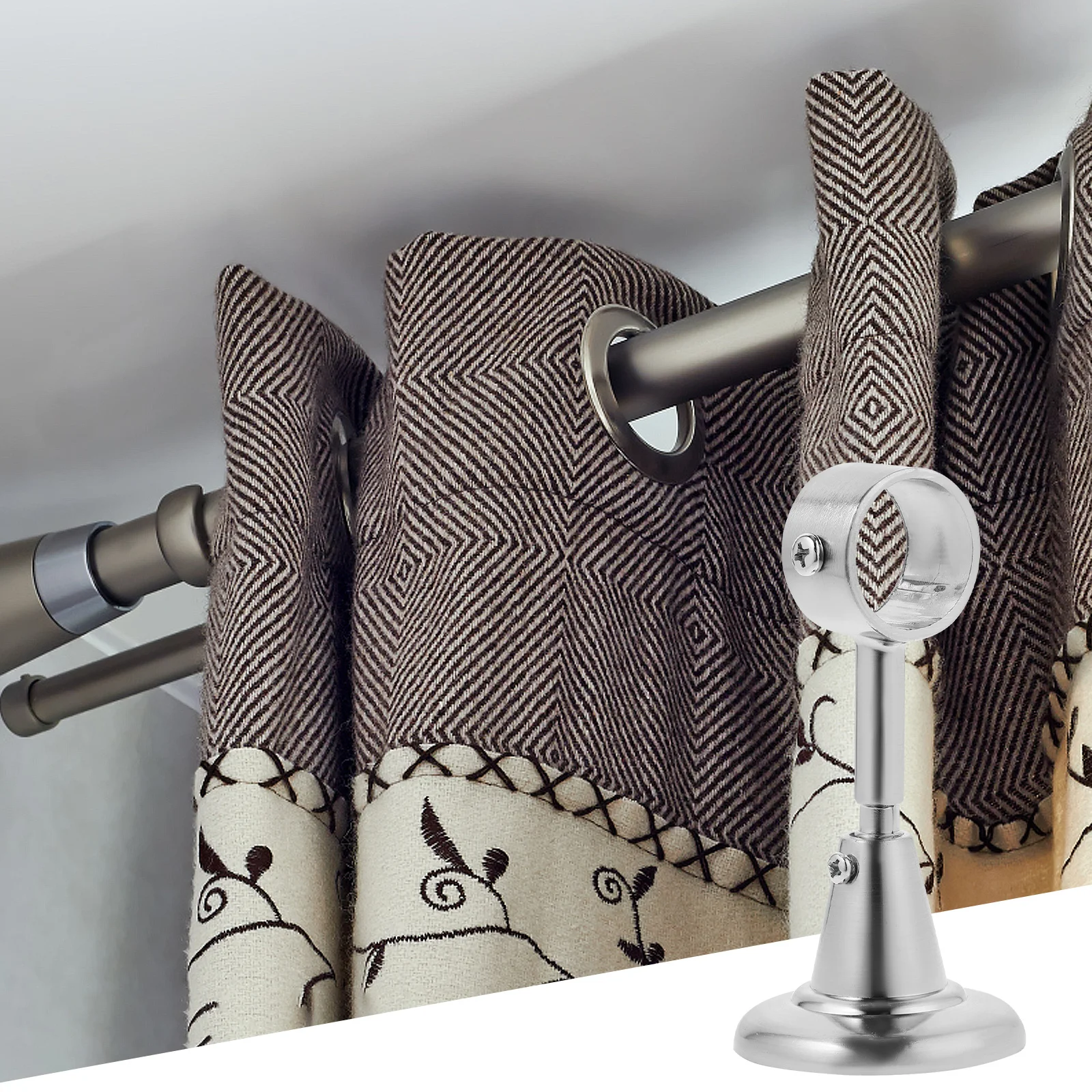 

2Pcs Roman Rod Brackets Metal Ceiling Mount Black Finish Easy Install for Curtains Ceiling Wall Mounted Curtain Rod Brackets