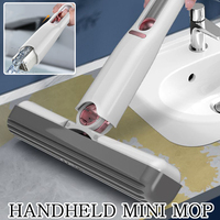 Handheld Mini Mop Powerful Squeeze Mop Folding Home Bathroom Cleaning Mop Floor Washing Mop Desk Window Car Cleaning Tools