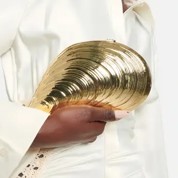 حقيبة يد ذهبية بتصميم صدفة إبداعي للنساء، حقيبة صندوقية فضية من الأكريليك، حقيبة يد أنيقة من ماركة فاخرة، حقيبة سهرة، حقيبة كتف 8 best sales حقيبة صندوقية - №8