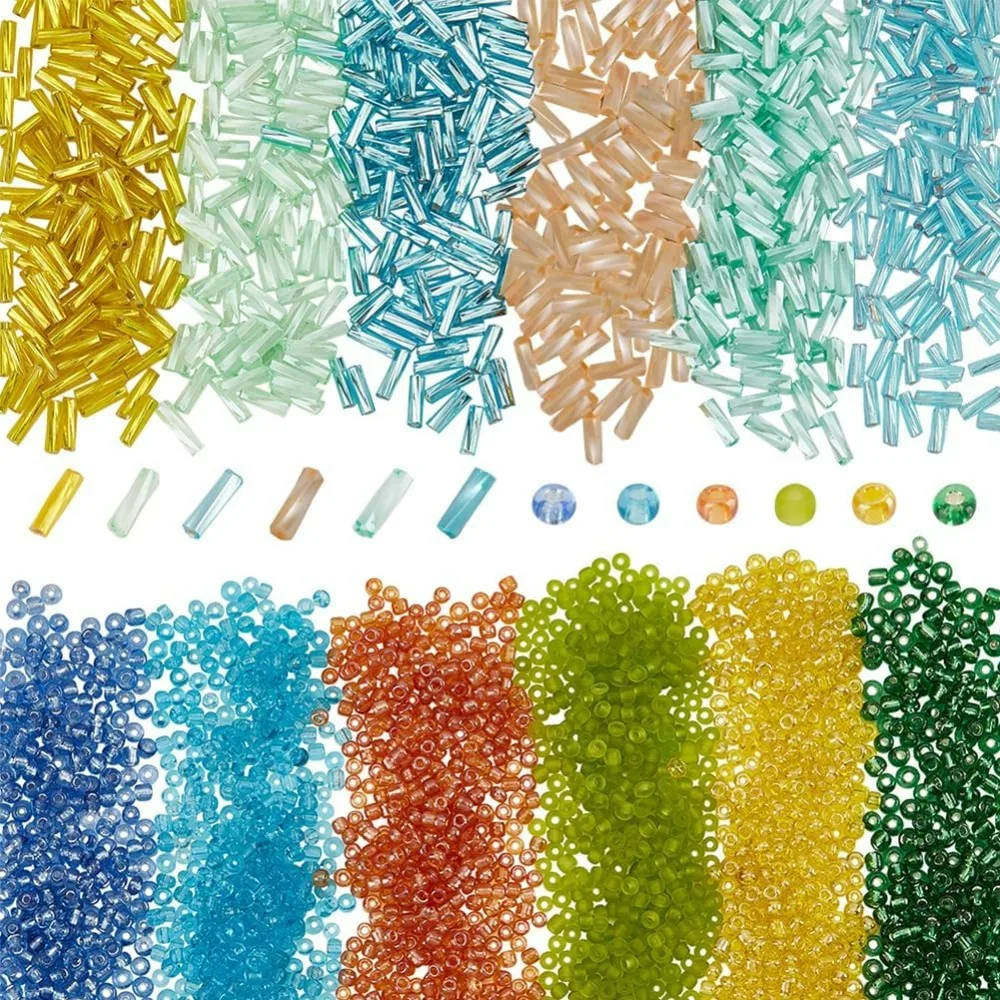 6000pcs Seed Beads Twisted Bugle  1200pcs 6~8x2mm Glass Bugle  Long Tube 4800pcs 2mm 12/0 Small Seed