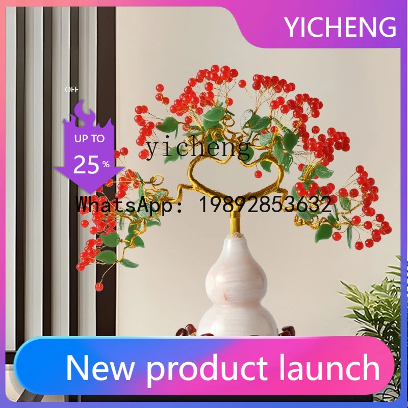 X6   High-End Red Crystal Money Tree Living Room Side Table Entrance Wealth Attracting