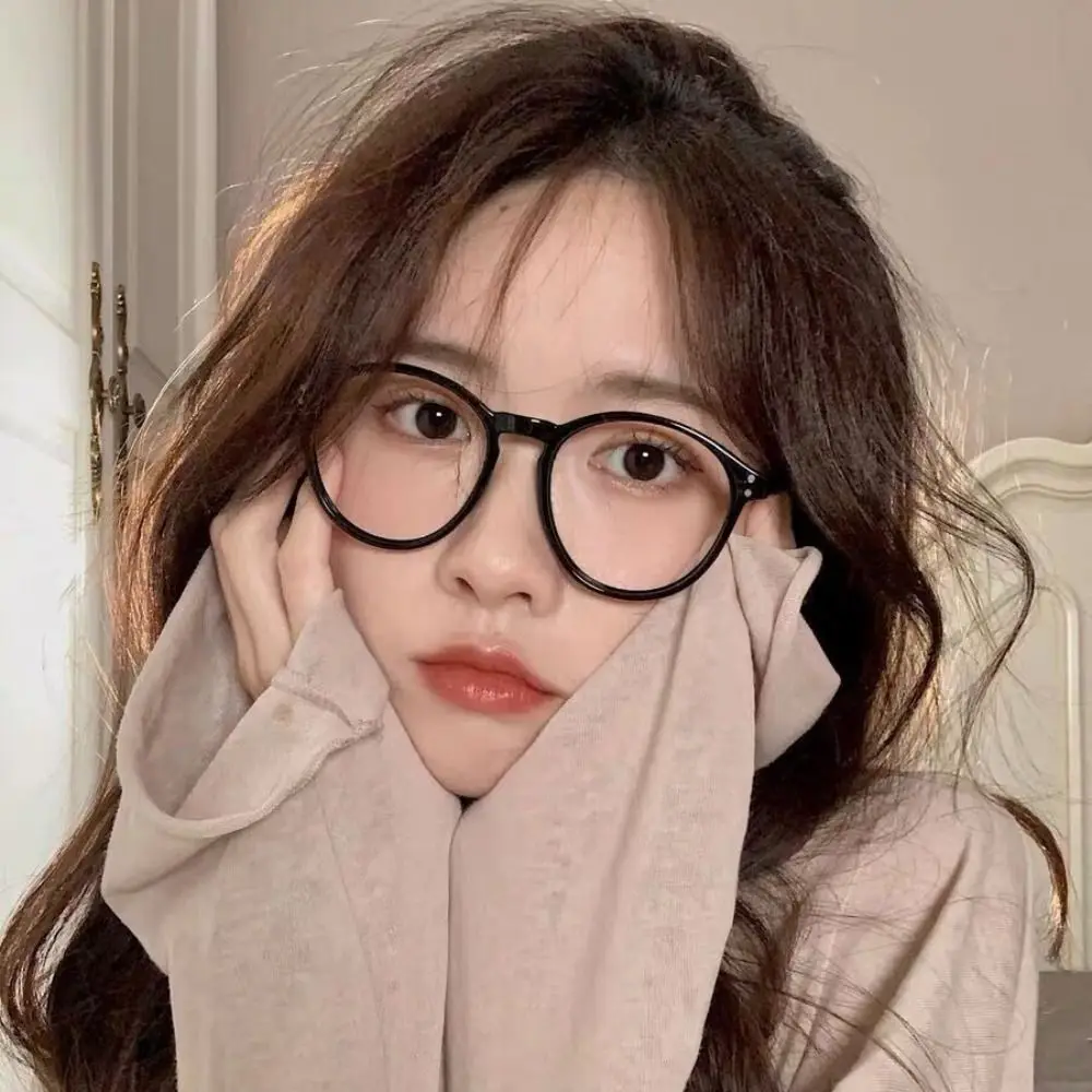 Trendy Plane Mirror Anti Blue Light Glasses New Without Degree Round Eyewear Transparent Optical Spectacle Eyeglass Women Men