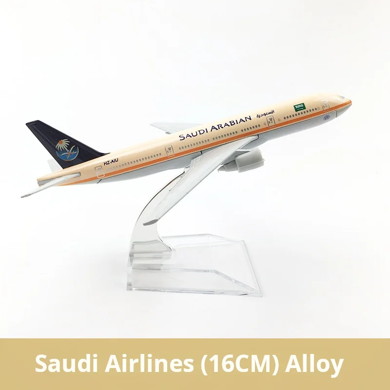 16CM Alloy aircraft model Saudi Airlines Boeing777 Diecast Aviation Plane Collectible Miniature Toys for Boys Dropshipping