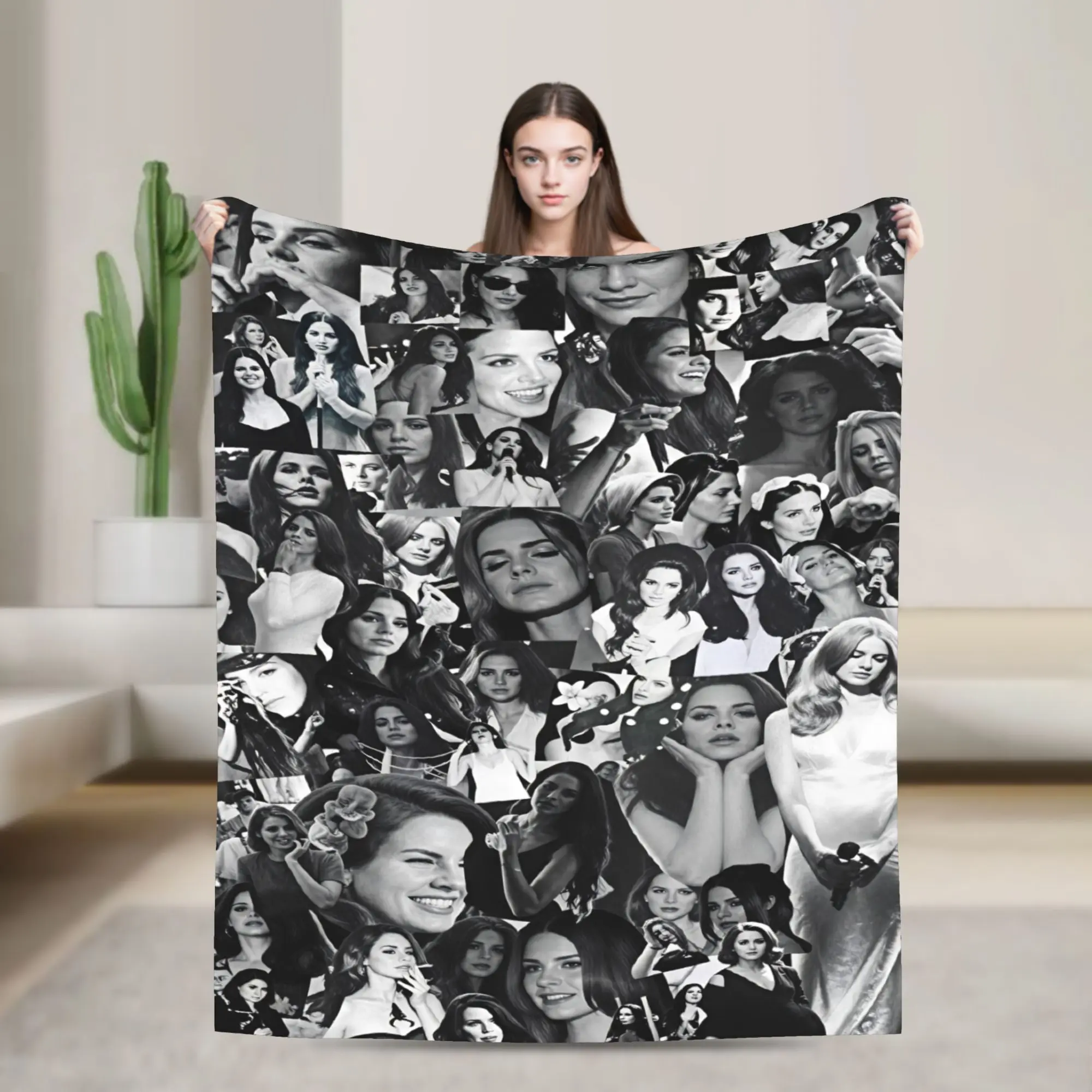 Hot Singer Lana Del Rey Flannel Blanket Winter  Soft Throw Blanket for Boy Girl Couch Chair Bedspread Sofa Bed Cover