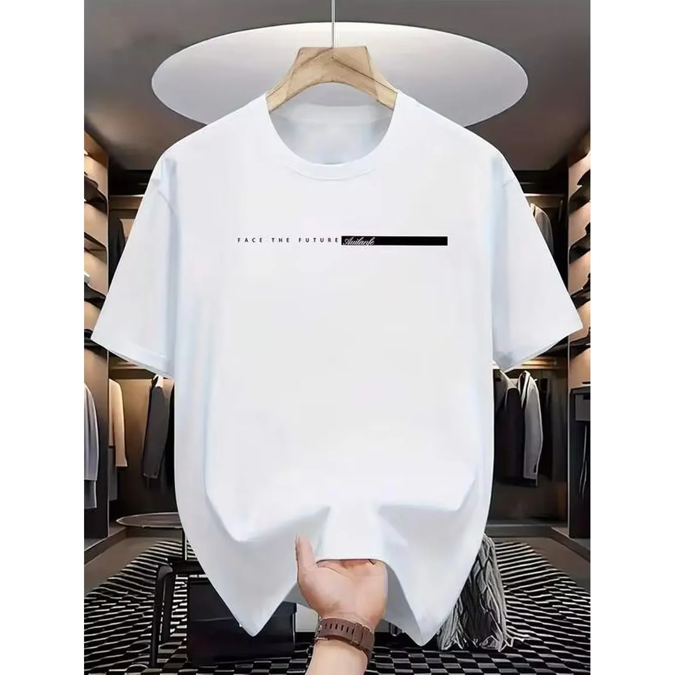 Men Women Fashion FACE THE FUTURE Print T-Shirt