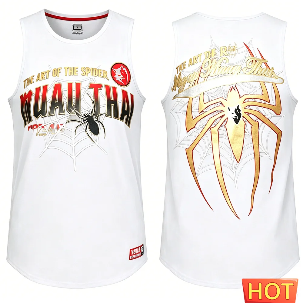 Summer Men Muay Thai vest Tank Top Men's sleeveless T-shirt quick-dry men's t-shirts tank tops Spider Train Graphic tank top men