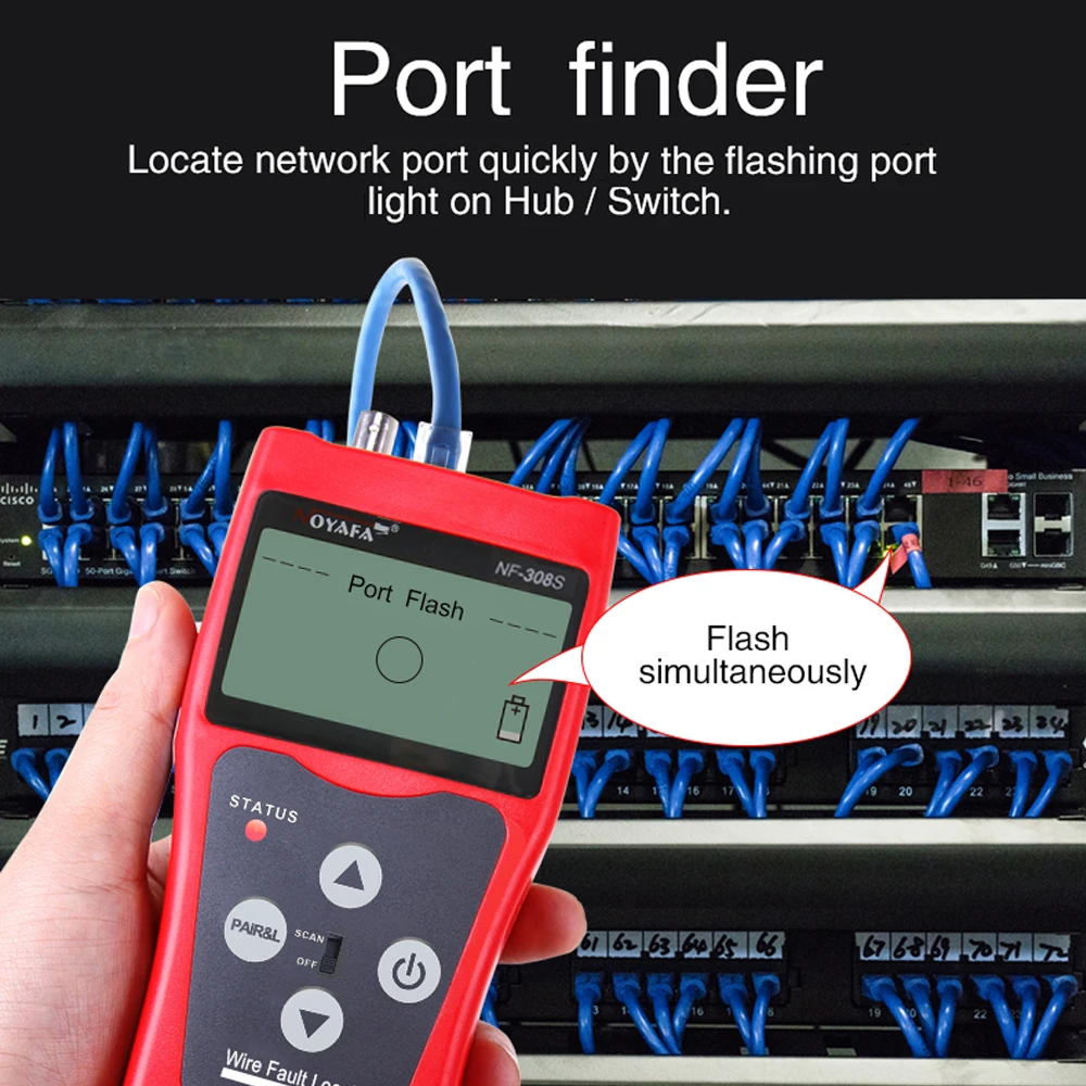 Noyafa Network Cable Tester NF-308S LCD Display Cable Tracker Measure Length Wiremap Tester RJ45 RJ11 Network Tester Tools