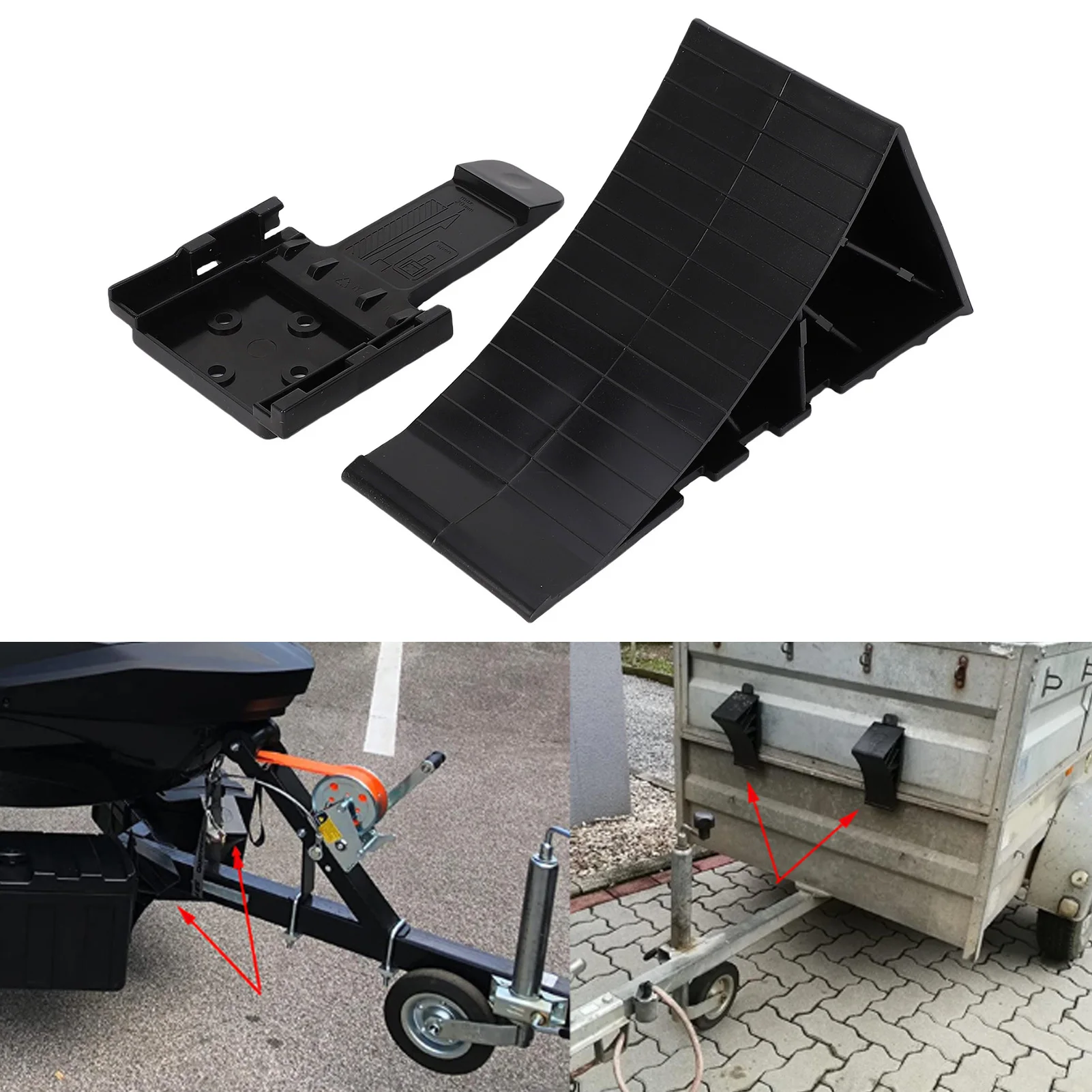 2 Stuks Zwart Wiel Chock Rv Band Stopper Wiel Wedge Hdpe Met Montage Zwarte Beugel Voor Boot Trailers Rv Truck accessoires
