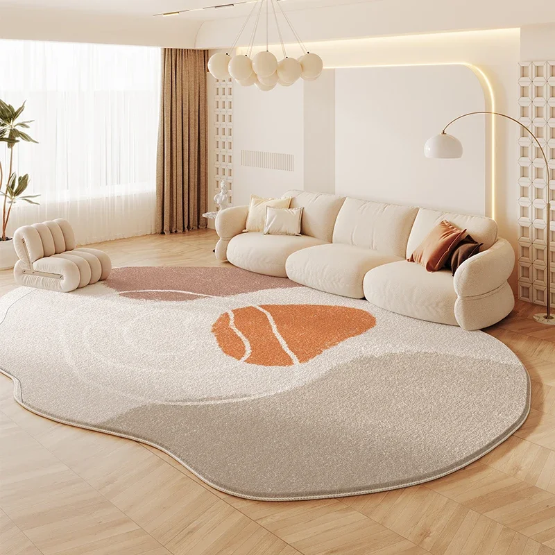 French Cream Style Carpets for Living Room Irregular Shapes Bedroom Decor Rug Fluffy Soft Plush Carpet  Minimalist thick mat