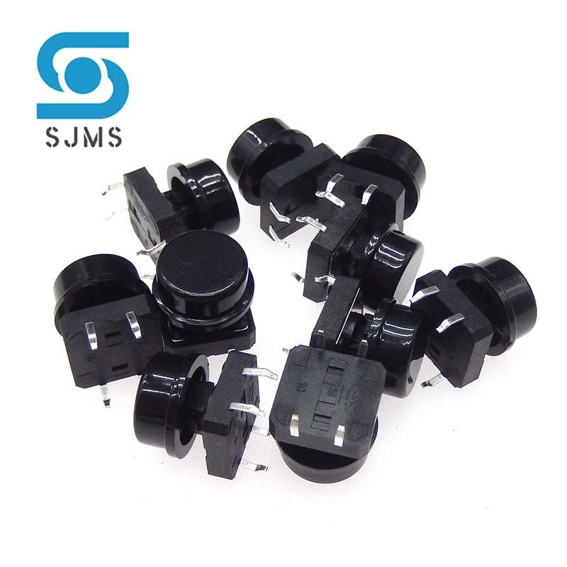 10pcs/Lot 12*12*7.3mm Momentary Tactile Switch DIP 4 Pin Tactile Push Button Switch With Cap Momentary Tact Switch 12x12x12.3 mm