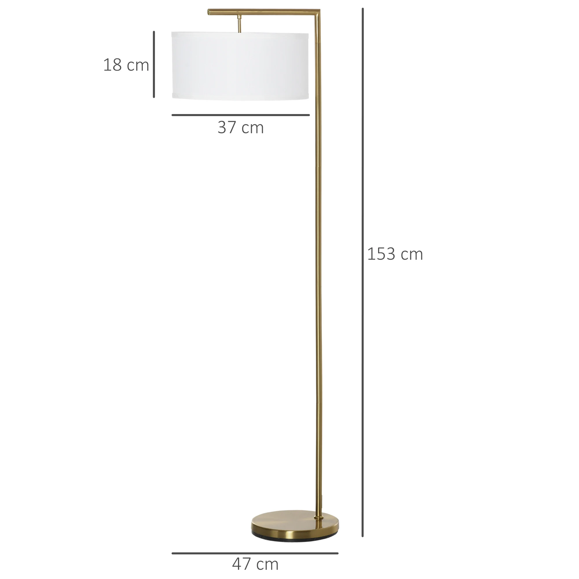 Luminária de Piso E27 Metal/Linho Dourado/Branco 47x37x153cm - alternate angle