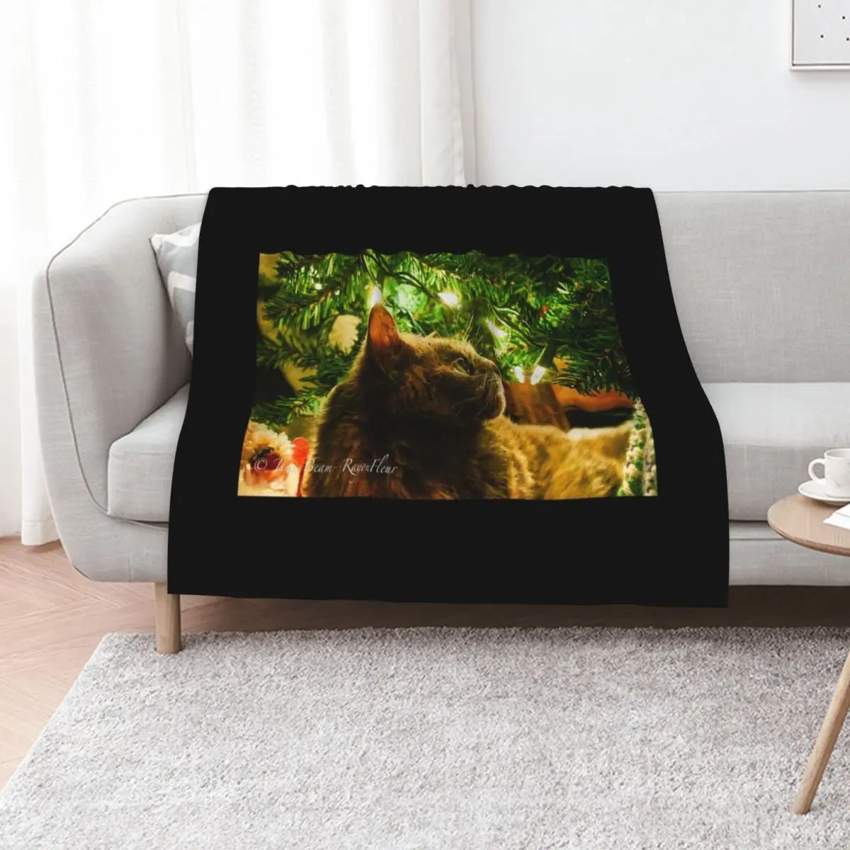 Christmas Breeze in glow of tree Throw Blanket Baby Decorative Throw Furrys Retros Flannel Beautifuls Blankets