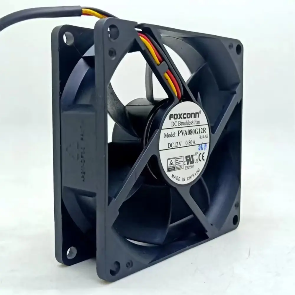 New PVA080G12R 8025 12V 0.80A 3-pin RD Signal for Car Charging Power Dual Ball 8cm Super High Speed Large Air Volume Cooling Fan