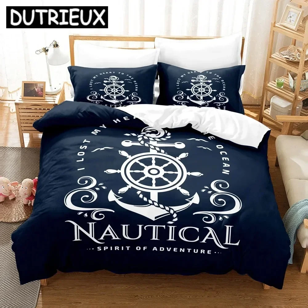 Edredones De Carma Ocean Style Anchor Comfortable Duvet Cover Pillowcase Bedding Set Children Bedroom Decoration Home Textile