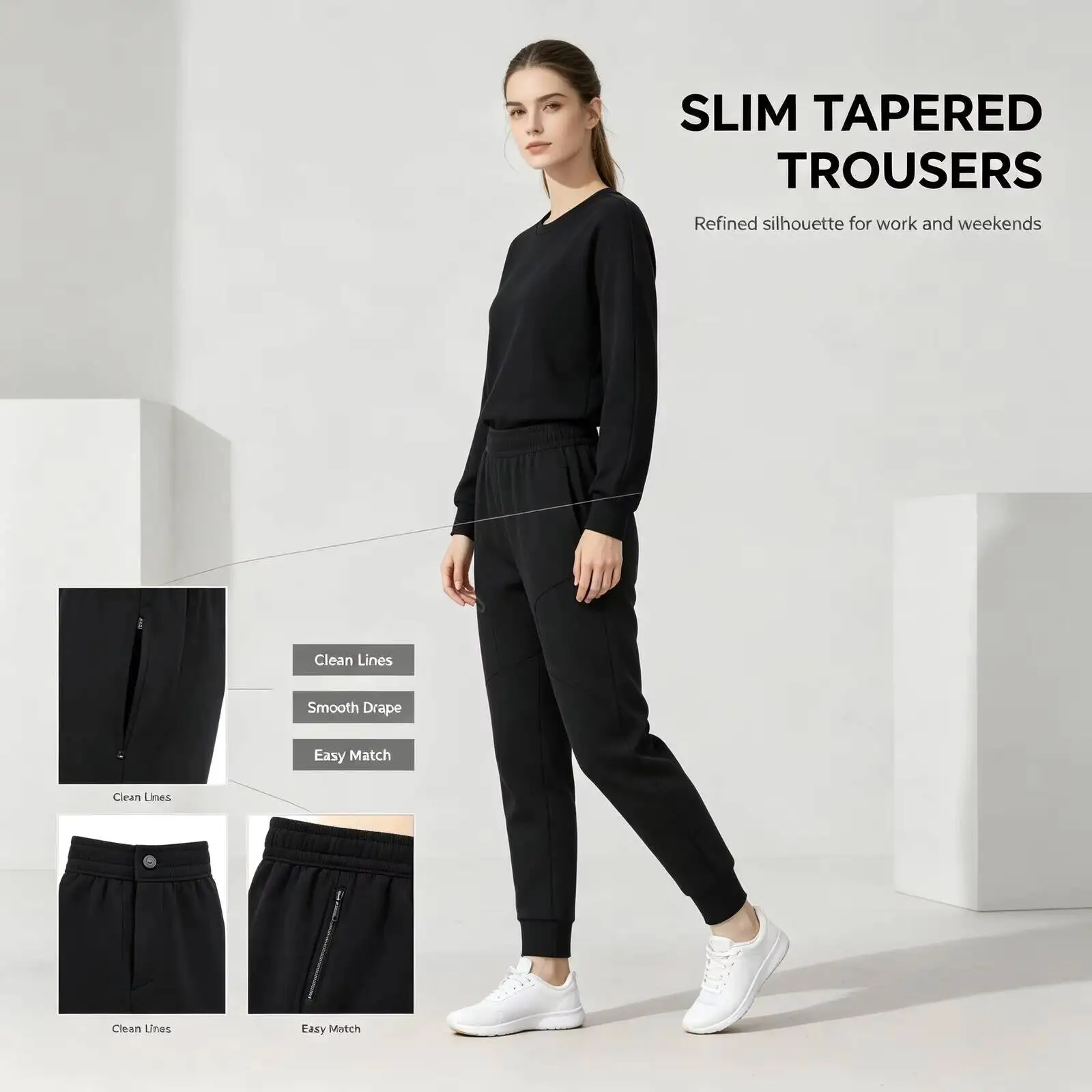 New Under Armour Men's Black Slim Tapered Pants, Solid Color Stretch Trousers, Premium Fashion Pants for Daily Streetwear