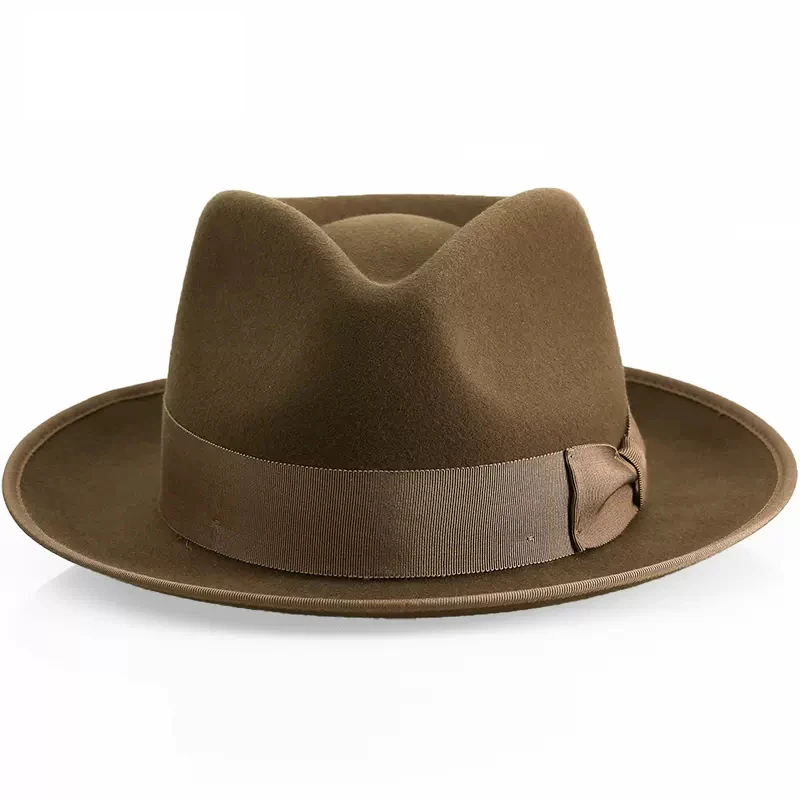 100 % Wolle Herren Filzhut Retro-Stil Weiß Braun Kaffee Schwarz Farbe Panamahut Damen Elegantes Kirchenkleid Formelle Kappe – Detail 11