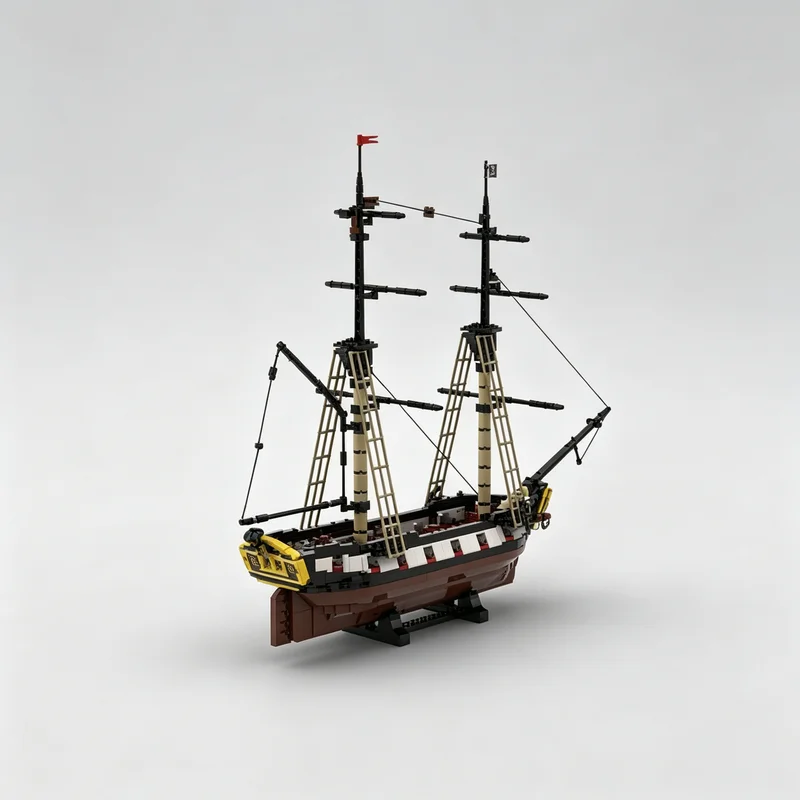 1690PCS MOC Barracuda Brig Sailing Ship Vessel Model Building Blocks DIY Assembly Toy Adult Collector Collection Desktop Gift
