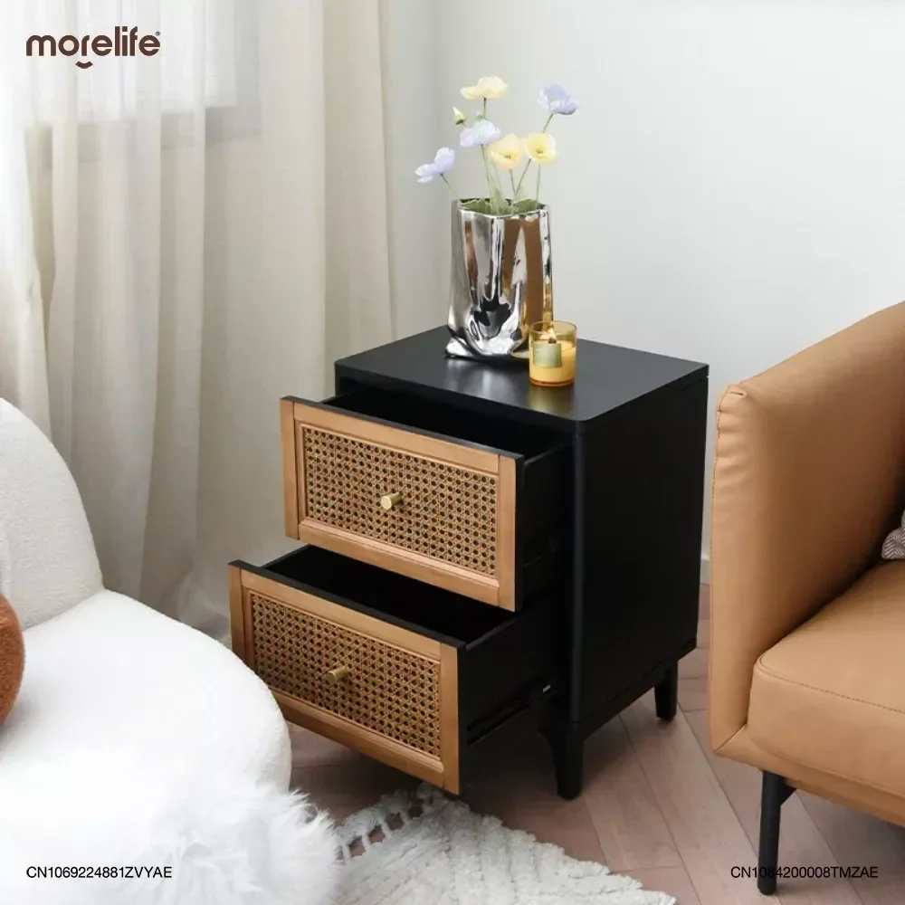 

Nordic Minimalist Light Luxury Retro Small Storage Cabinet Medieval Style Rattan Drawer Nightstands Bedroom Furniture K01+