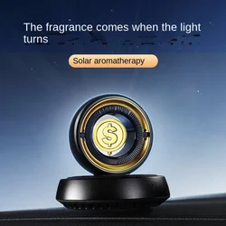 Car solar rotating gold coin aromatherapy ornaments car perfume center console high-end long-lasting  eau perfume in car