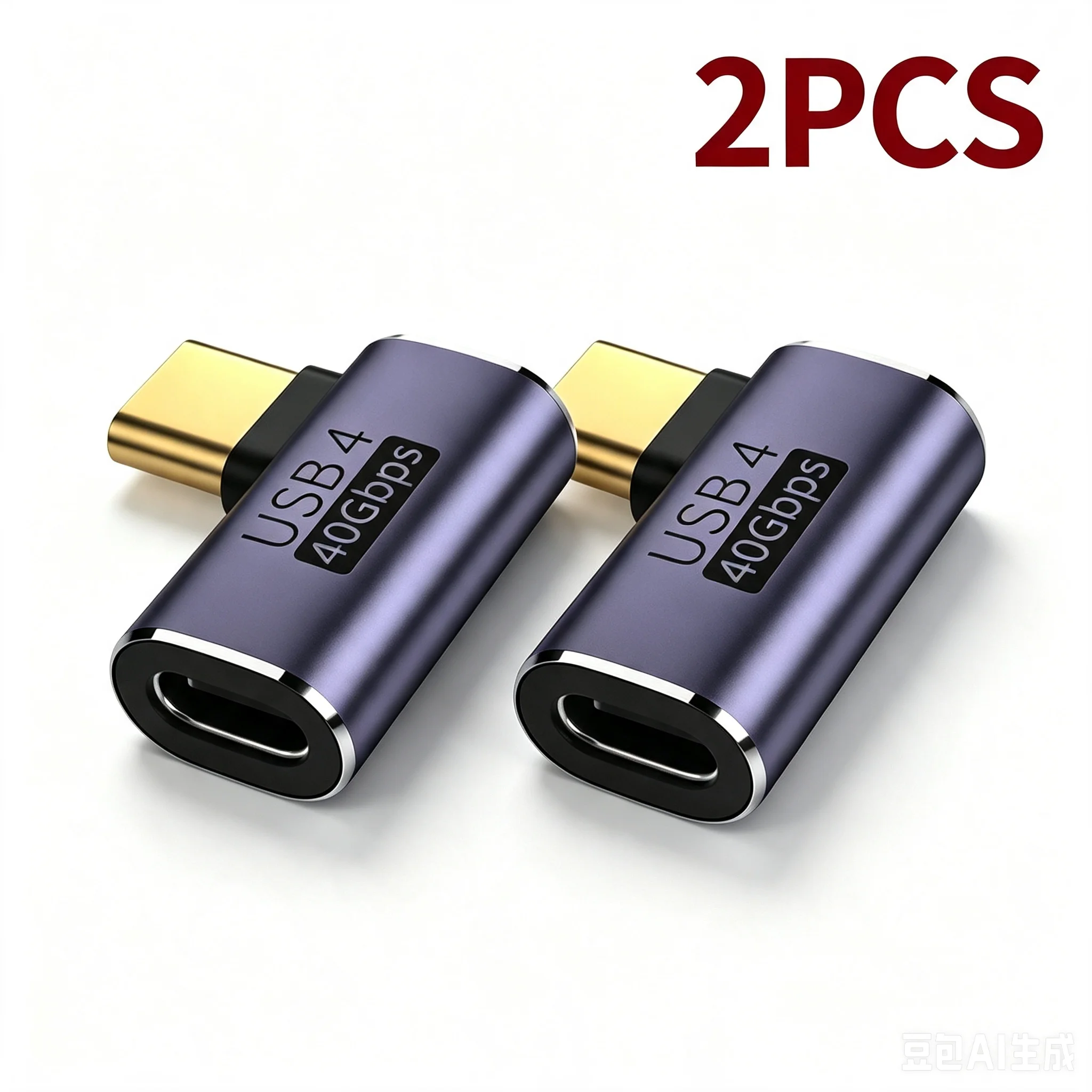 NNBILI 2 Stück USB4.0 40 Gbit/s Adapter 90 Grad rechtwinklig USB Typ C Stecker auf Buchse Adapter 100 W schnelles Laden für Laptops MacBook