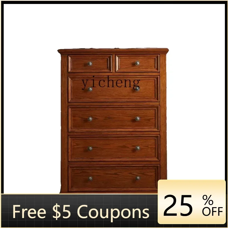 

FF retro six-chest cabinet living room solid wood storage cabinet sofa locker small apartment household