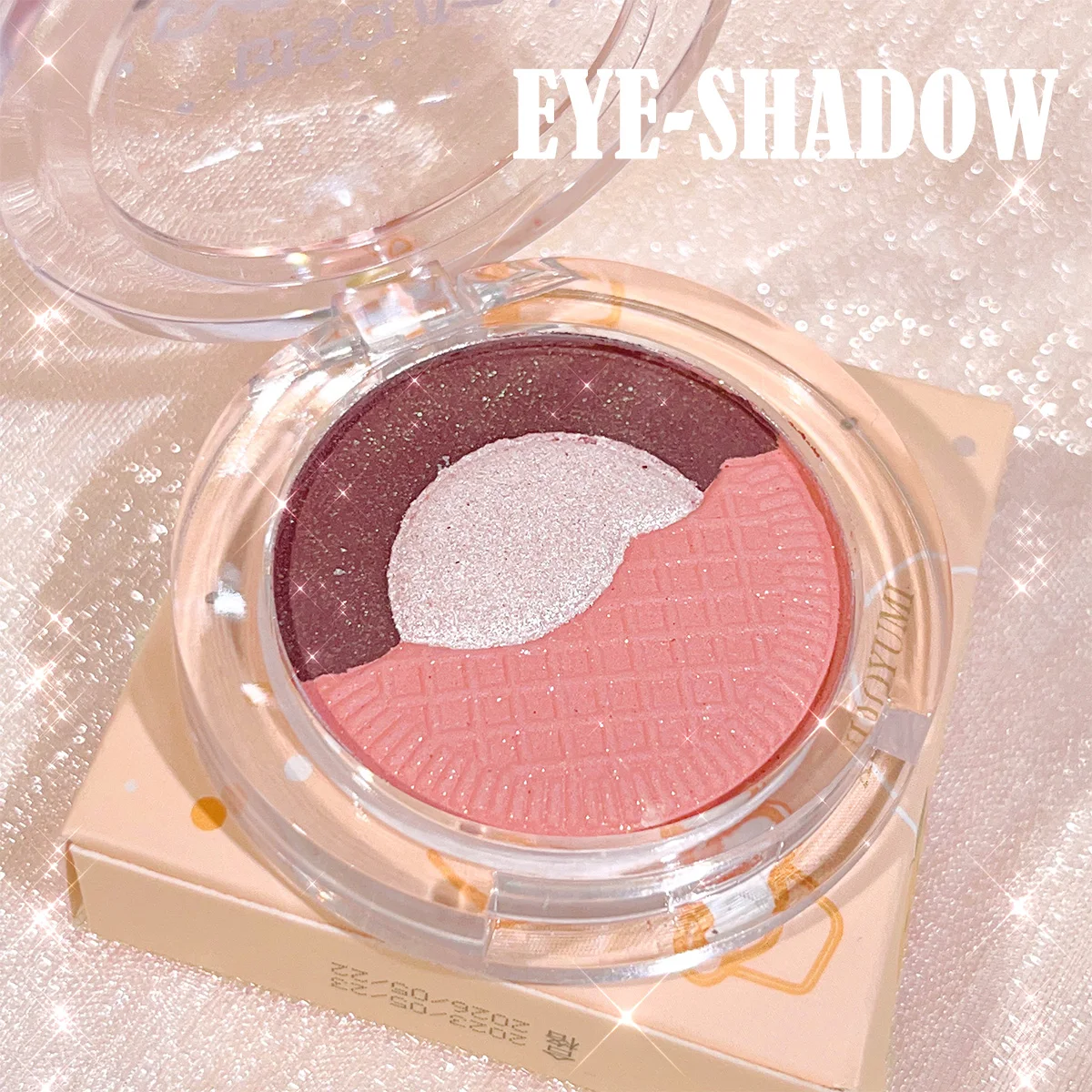 Fard à paupières monochrome à reflets nus - Highlight Shadow Trio, Palette de fards à paupières Cookie, fard à paupières et fard à joues