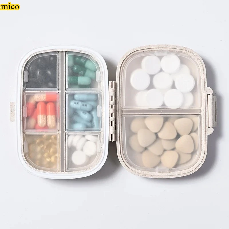 

8-Grid Organizer Storage Box, Travel Case with Sealing Ring, Small Box, Wheat Straw Storage Box