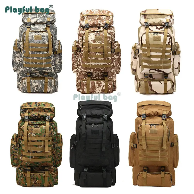 

80L Mountain Backpack Outdoor Camouflage travel bag Large capacity rucksack Waterproof Mounain equipment AVA70