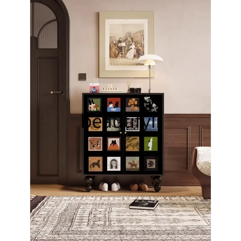 

53French retro solid wood shoe cabinet, living room rack, household storage locker, porch cabinet