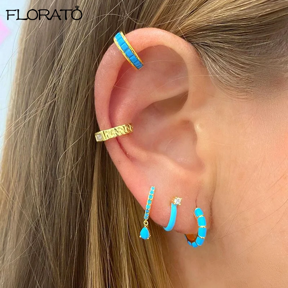 Pendientes esmaltados en forma de C para mujer y niña, aretes de Plata de Ley 925 con aguja para la oreja, de Color caramelo, joyería de fiesta, regalos