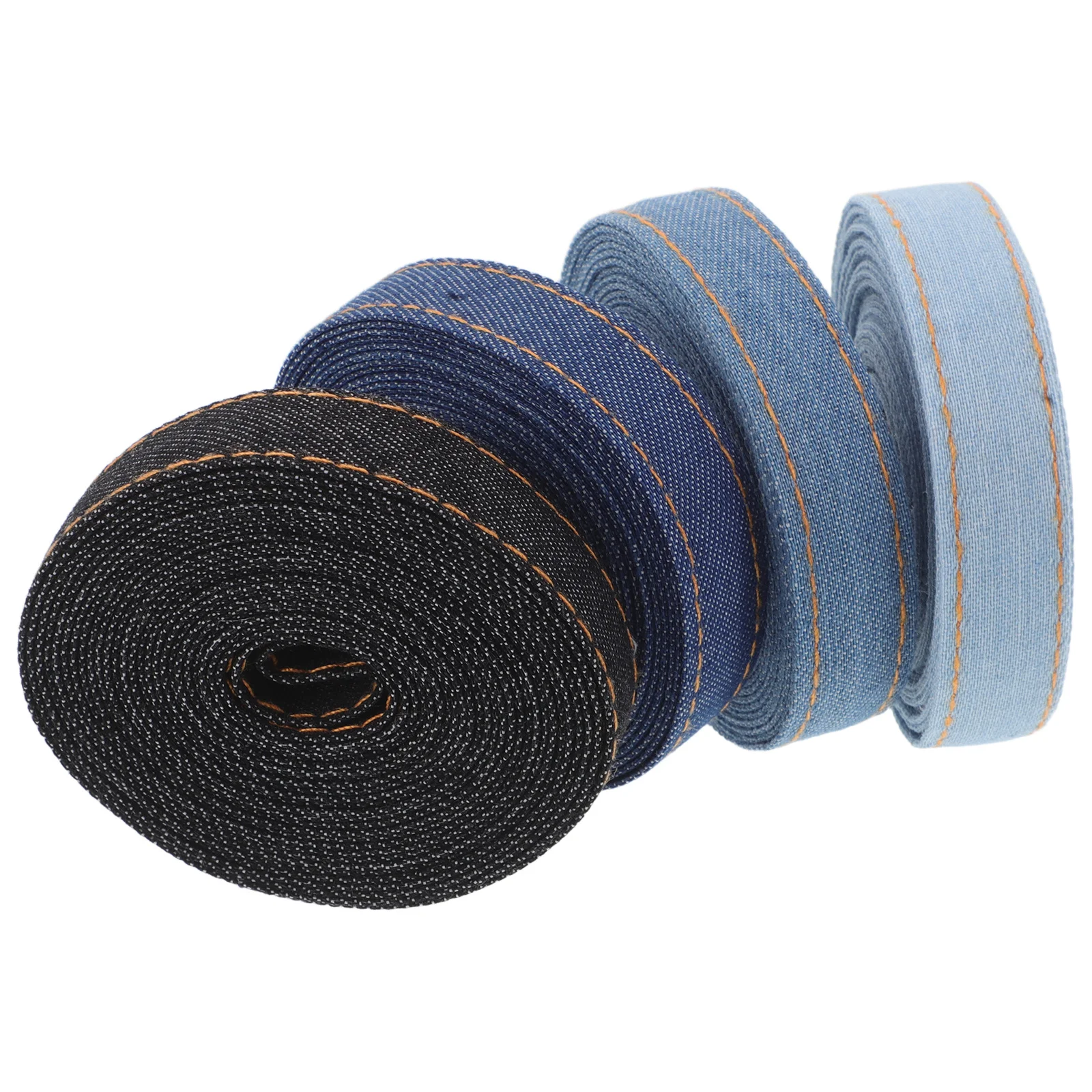 

4 Roll Denim Ribbon Set Classic Jean Fabric Trim 3 M for DIY Bow Making Hair Accessories Wedding Sewing Crafts