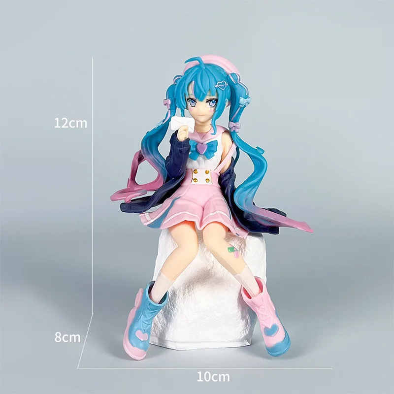 Nowa figurka akcji Hatsune Miku, figurka anime, różowa sakura, pozycja siedząca, model z PVC, zabawka, dekoracja, kolekcjonerski prezent.