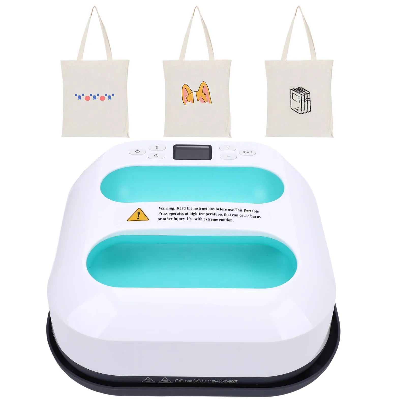 9*9inch Handheld Heat Press Small Heat Transfer Machine for T Shirts Handbags Pillows Adjustable Time and Temperature 220V