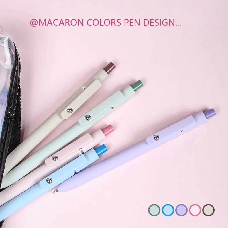 5PCS Boxed IG Style Simple Geometric Click Gel Pens 0.5mm Creative Clip Balanced Quick-Dry Black Comfort Smooth Writing