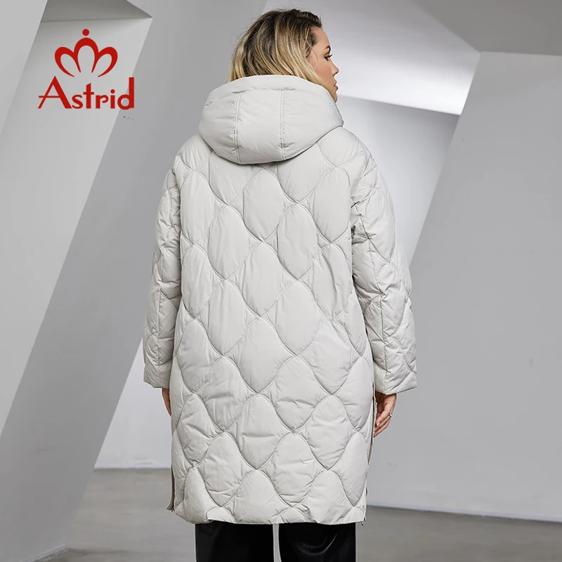 Astrid-Doudoune longue à capuche pour femme, manteau matelassé coupe-vent, parka chaude, grande taille, optique, hiver, 2023