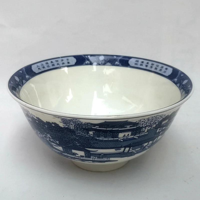 YIZHU CULTUER ART Size 5.2 Inch Chinese Old blue-and-white Porcelain Painting Landscape Figure Bowl Dish Decoration Collection