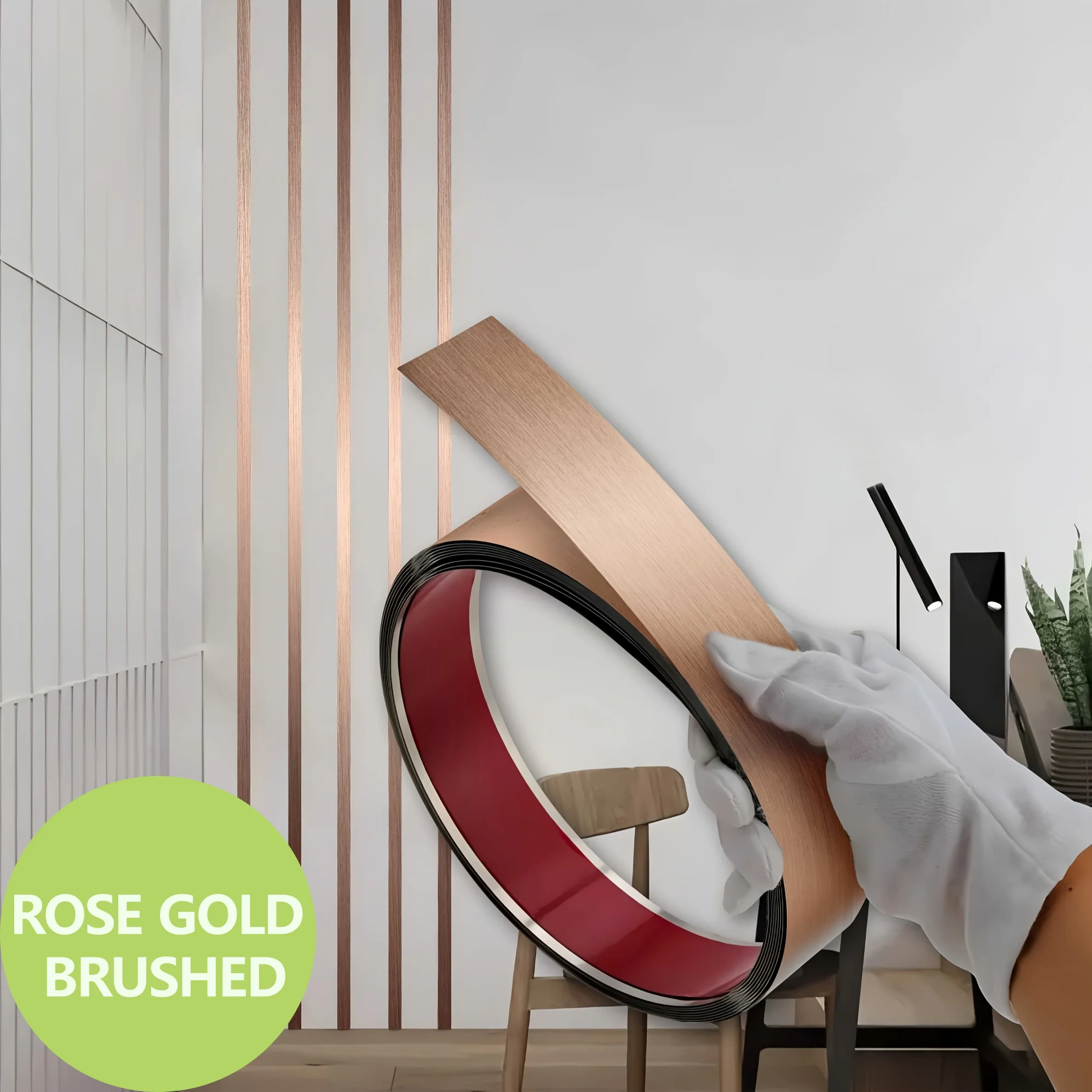 3-Meter Stainless Steel Self-Adhesive Strip, Modern Decoration, Matte Surface, Suitable for Indoor Wall and Ceiling Decoration