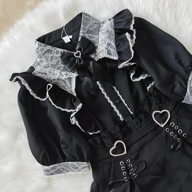 

Kawaii Women Shirts Jirai Kei Lolita Y2K Cute Japanese Style Blouse Elegant Long Sleeve Sweet Tops Casual Aesthetic Shirt 2025