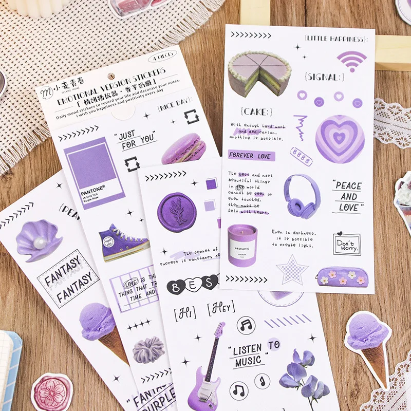 

4 листа Kawaii Ins еда игрушечные наклейки планировщик справочник материал для скрапбукинга DIY мусорный журнал эстетические канцелярские наклейки