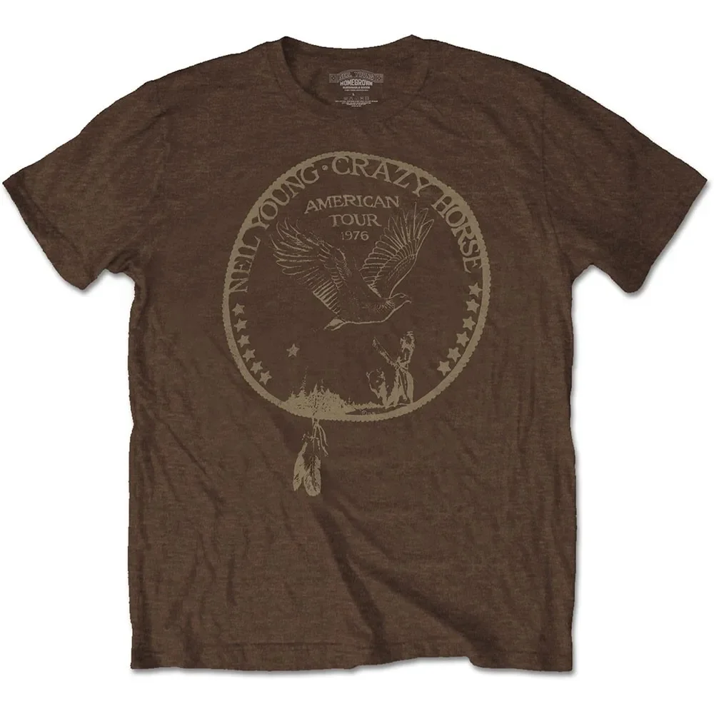 Neil Young Tour '76 Seal T-Shirt Brown New