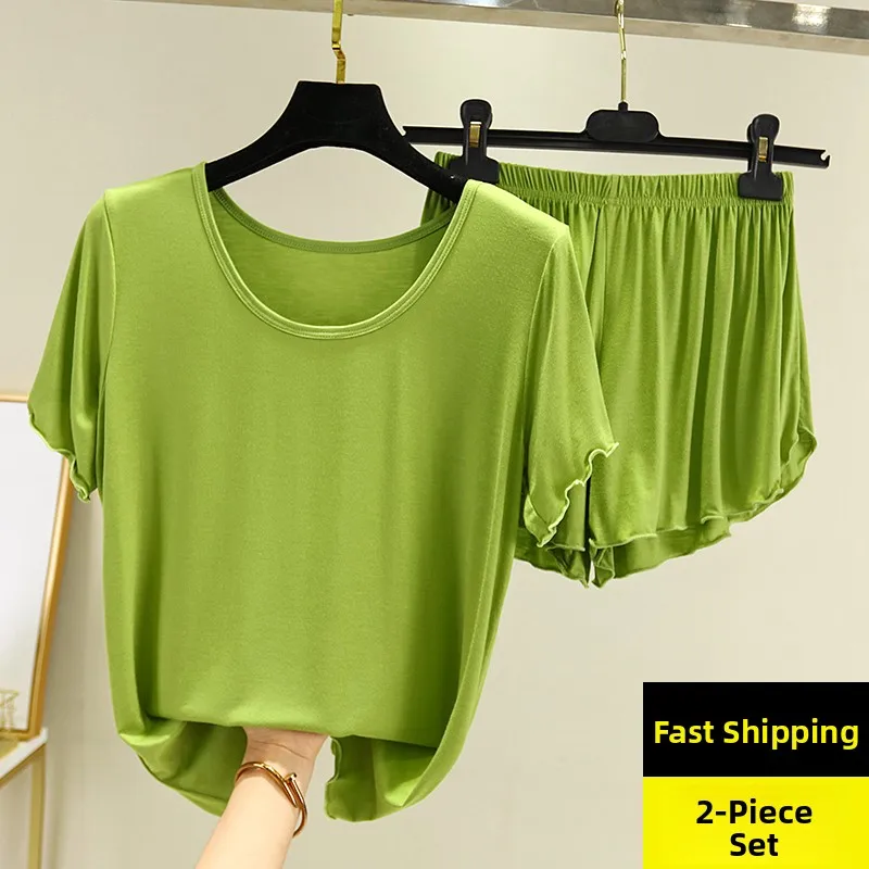 

Свободная футболка из модала ort Sve, женская весна-лето, тонкий комплект домашней одежды большого размера, повседневный одинаковый комплект из двух предметов, ночная рубашка